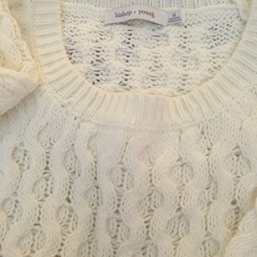 Bishop + Young elbow length off white sweater